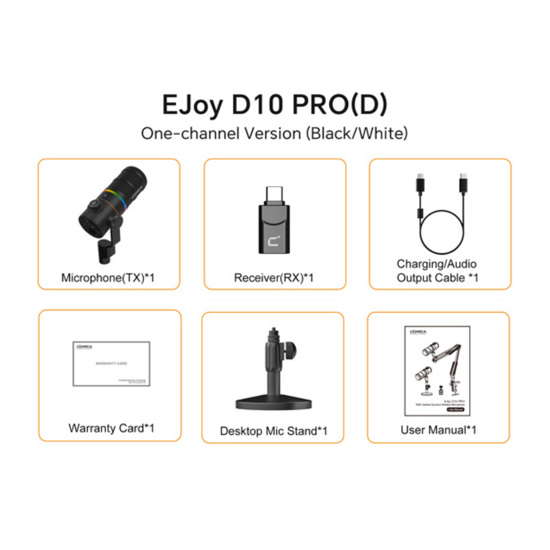 COMICA EJoy D10 PRO RGB Cardioid Dynamic Wireless Microphone (Single) - Image 4