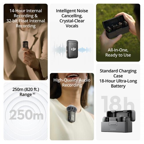 DJI Mic 2 Compact Digital Wireless Microphone System/Recorder for Camera & Smartphone - Image 2