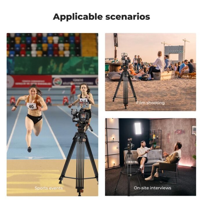 K&F Aluminum Transverse with Fluid Head, Camera Tripod VA18+ VH081 - Image 4